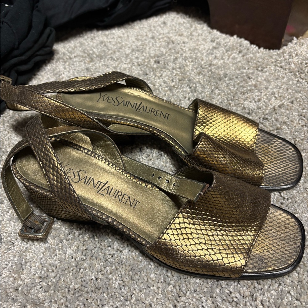 Yves Saint Laurent Metallic Gold Sandals